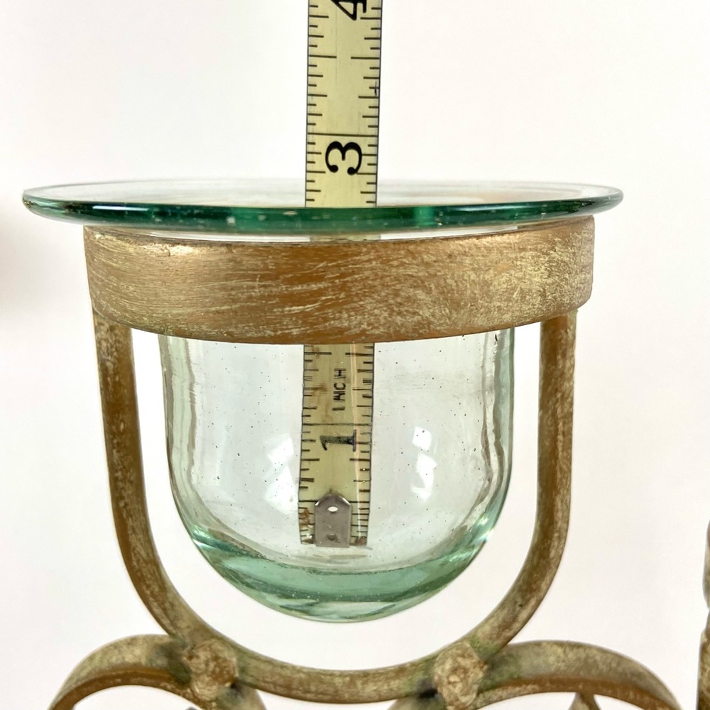Antiqued Brushed Gold Iron Scroll Candelabra - Picture 9 of 12
